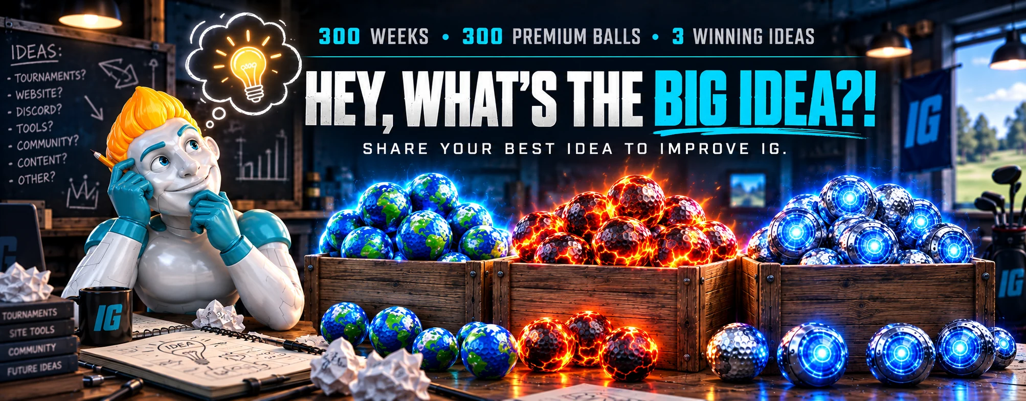 Hey, What's the Big Idea? 300 weeks, 300 premium balls, 3 winning ideas.