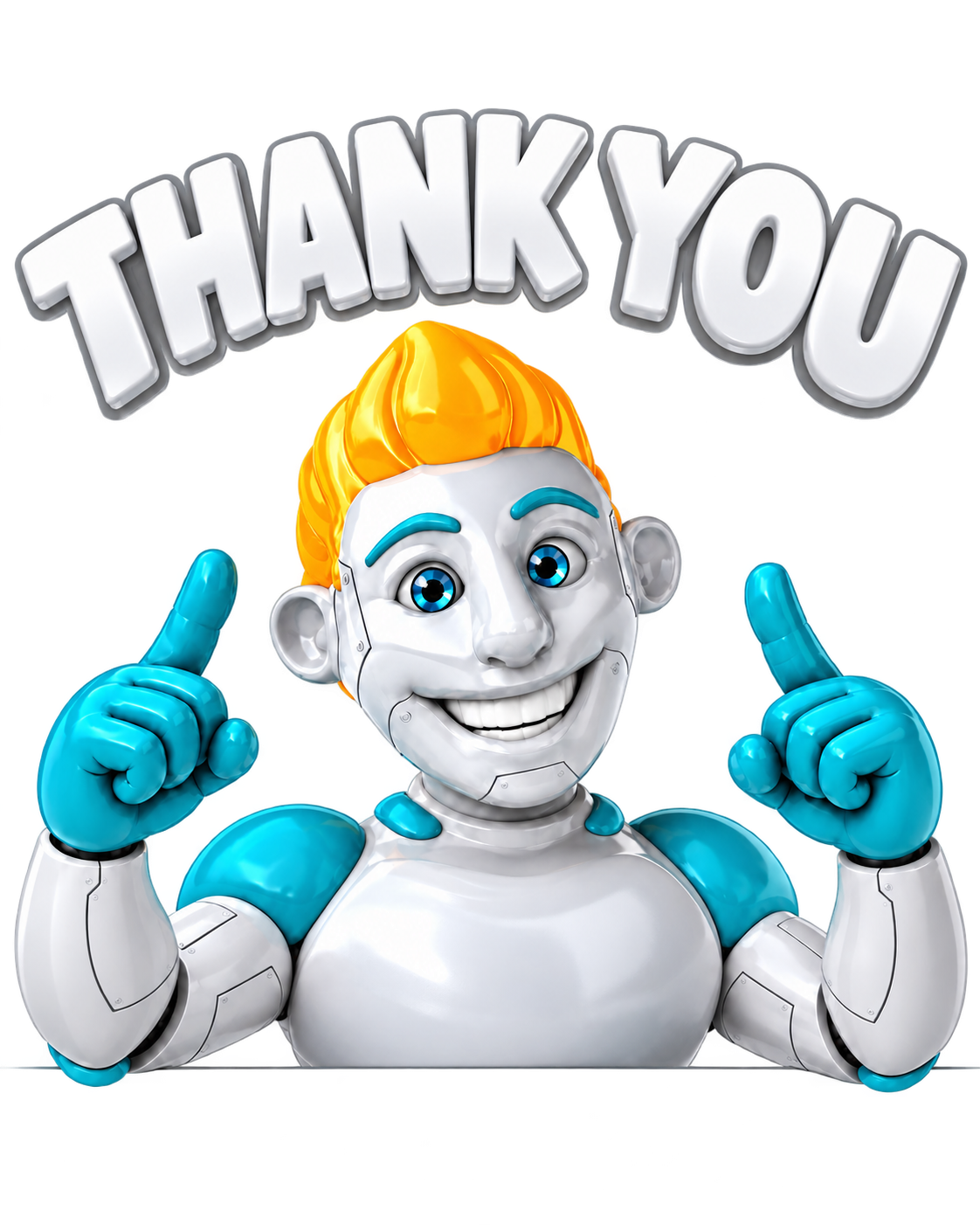 IG Caddy smiling and pointing up at Thank You text
